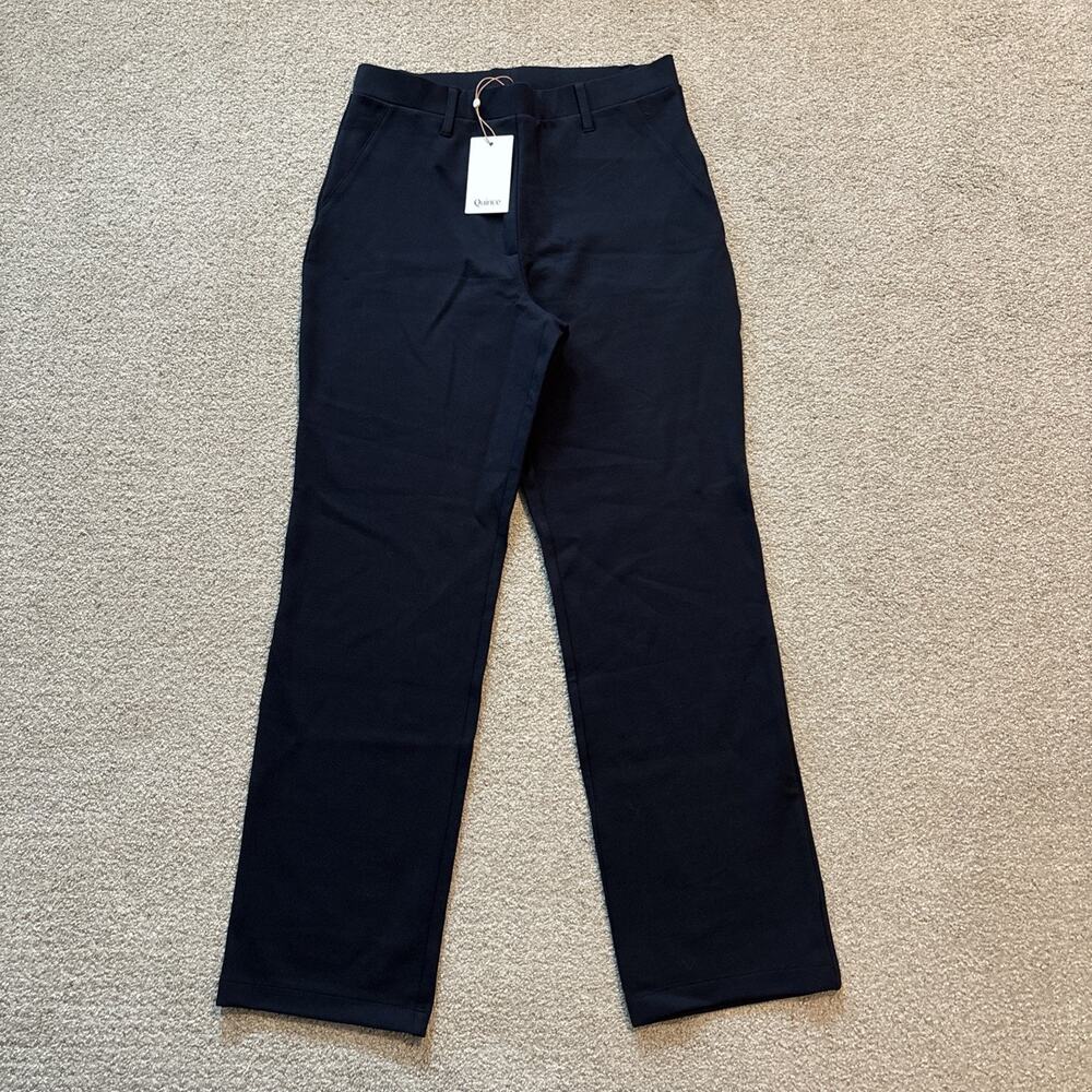 Quince Pull On Ultra Stretch Ponte Straight Leg Pants Navy Blue Women Sz M NWT